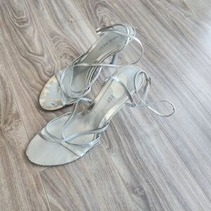 Nine West Metallic Silver Strappy Heels